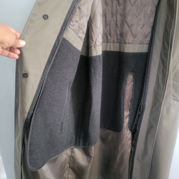 WEATHERPROOF Long Trench Coat Olive/Taupe - Picture 10 of 15